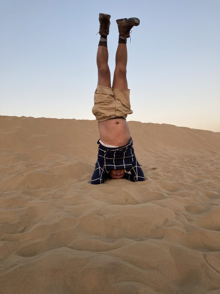 Sirsasana At Desert in Jaisalmer